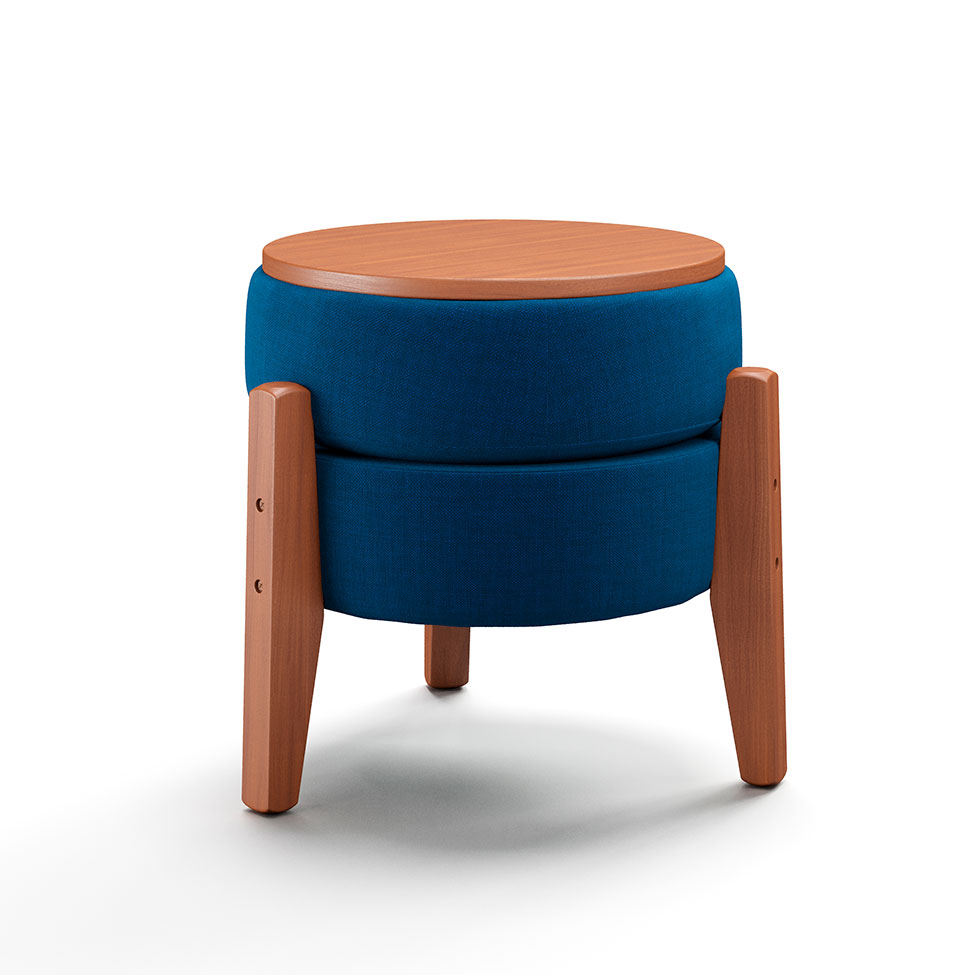 Puff Frapê Linho Azul Marinho 47 cm