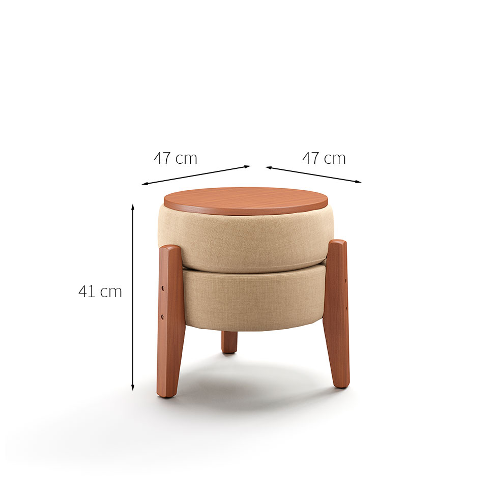 Puff Frapê Linho Bege 47 cm