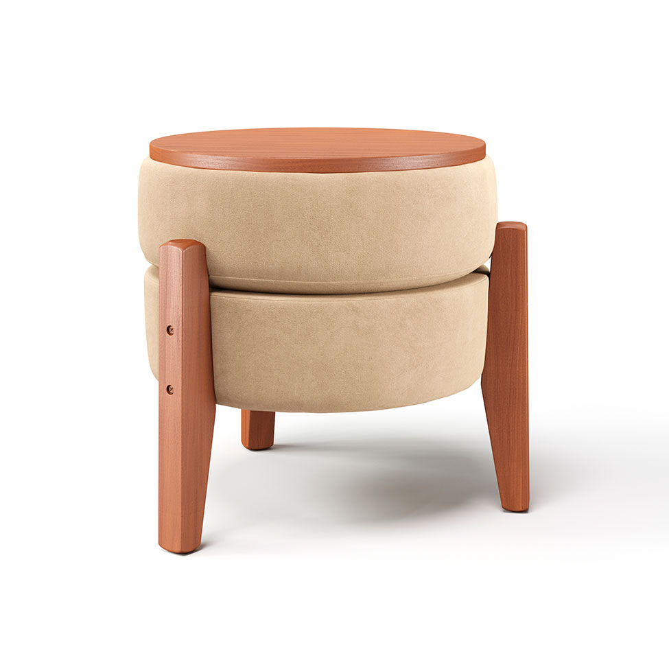 Puff Frapê Suede Bege 47 cm