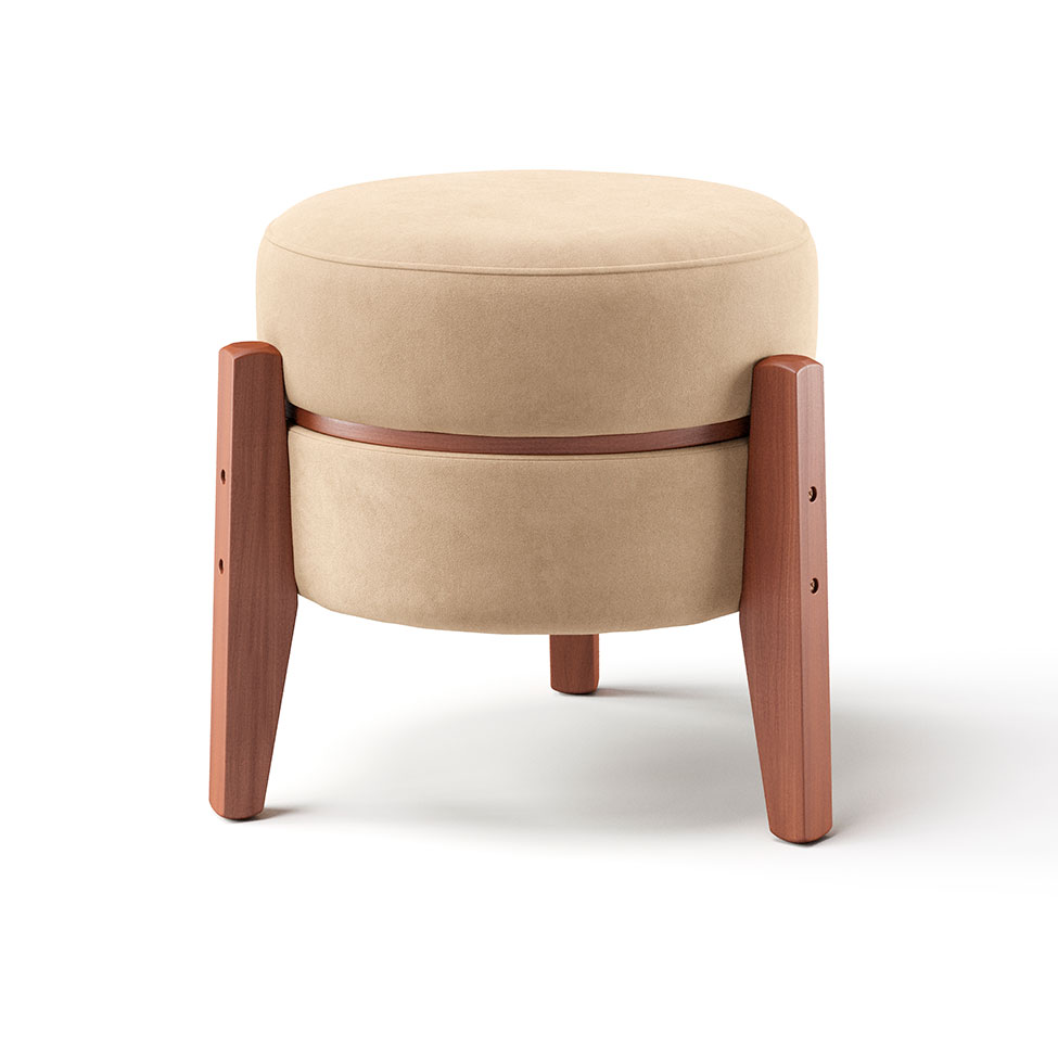 Puff Frapê Suede Bege 47 cm