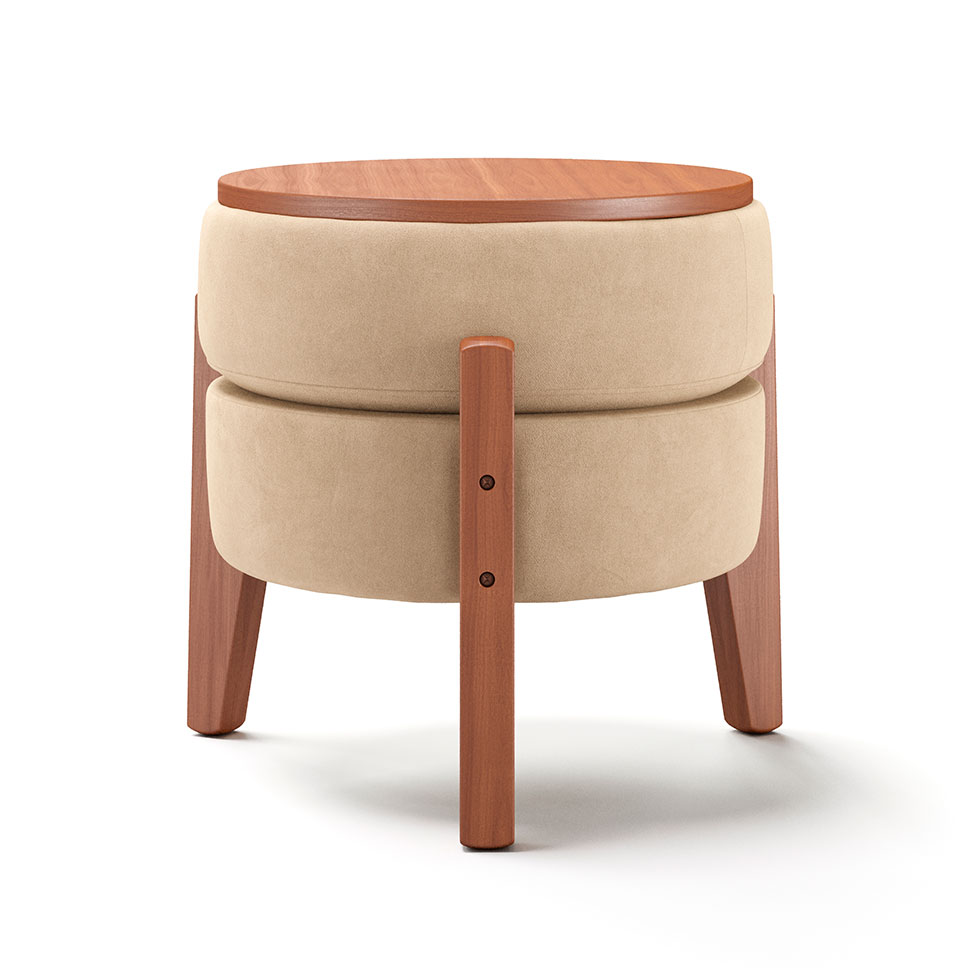 Puff Frapê Suede Bege 47 cm