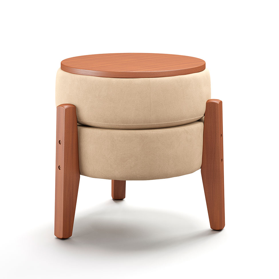 Puff Frapê Suede Bege 47 cm