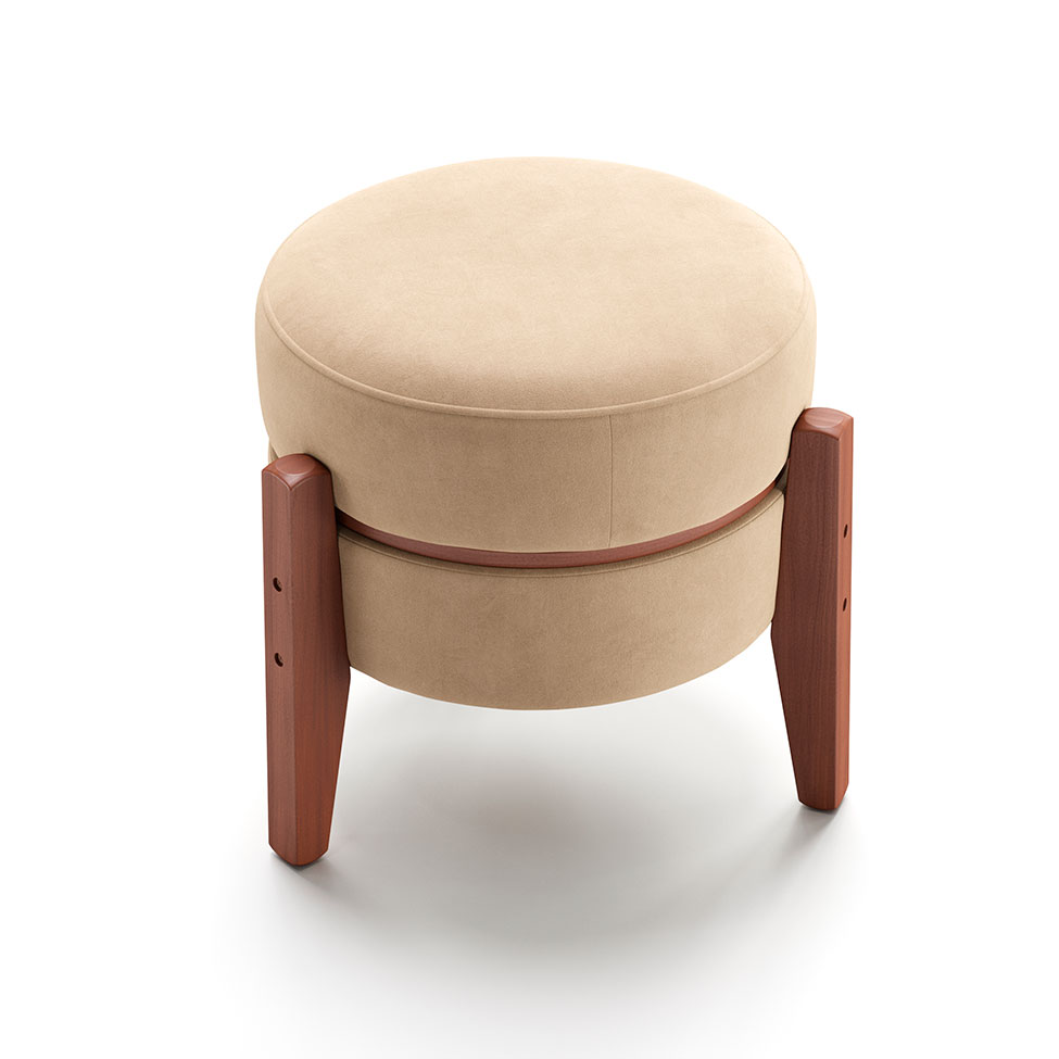 Puff Frapê Suede Bege 47 cm