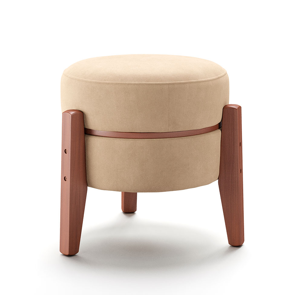 Puff Frapê Suede Bege 47 cm