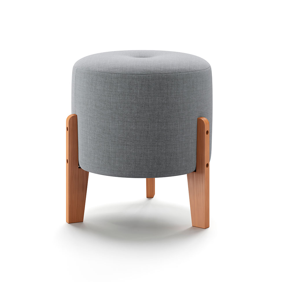 Puff Madagascar Linho Cinza 40 cm