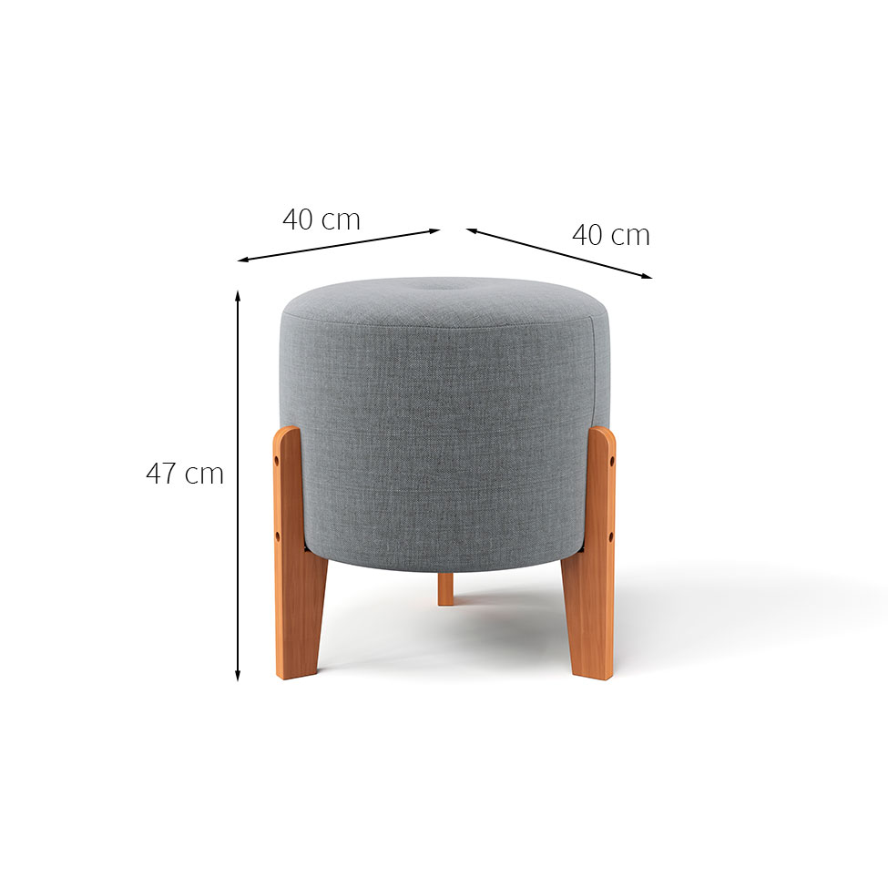 Puff Madagascar Linho Cinza 40 cm