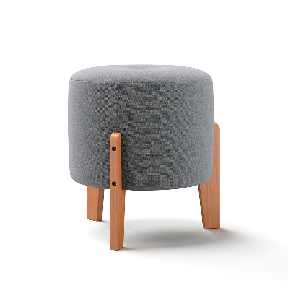 Puff Madagascar Linho Cinza 40 cm