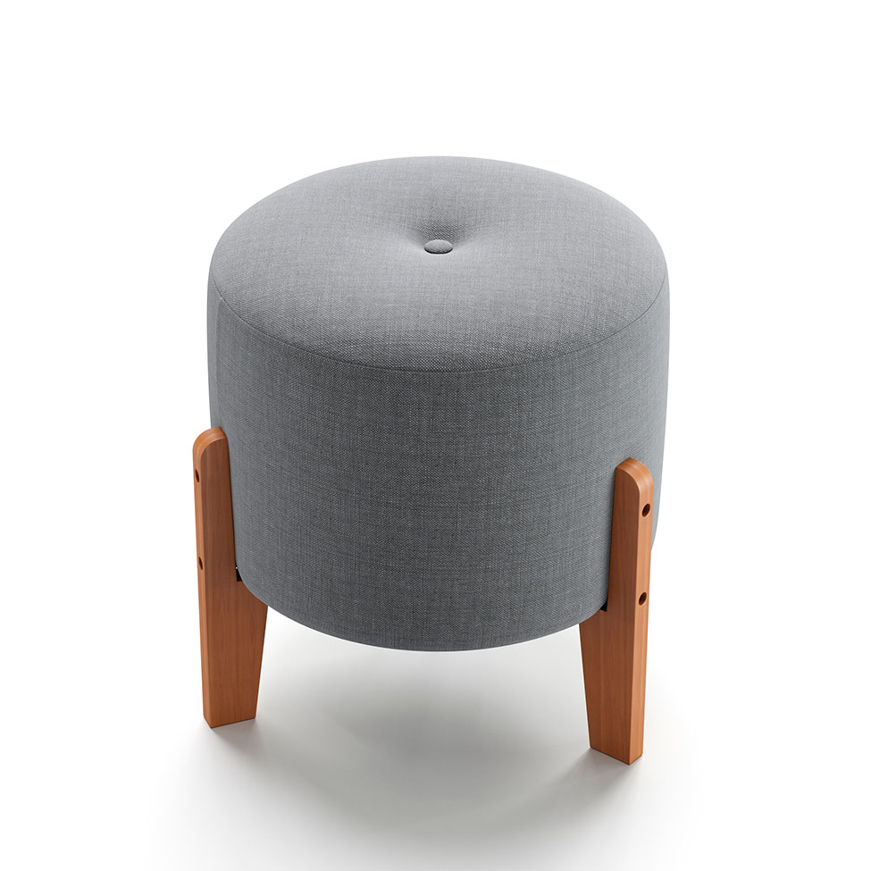 Puff Madagascar Linho Cinza 40 cm