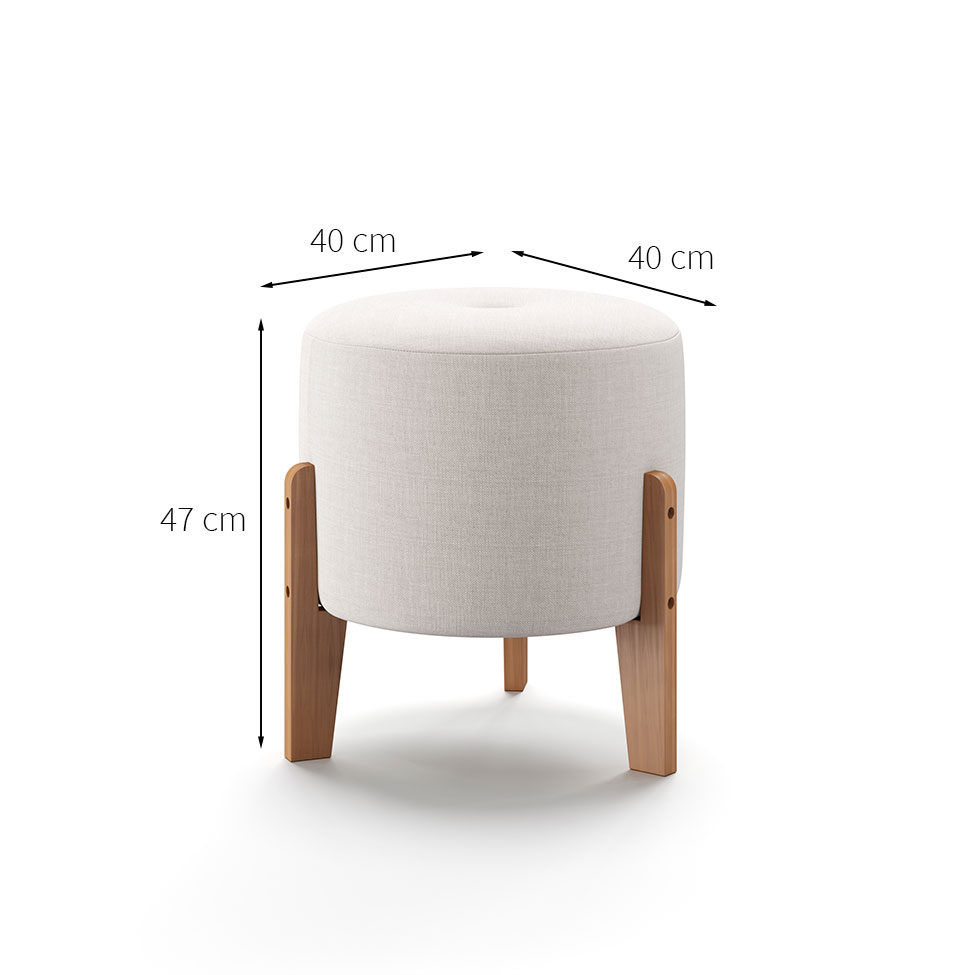 Puff Madagascar Linho Cru 40 cm