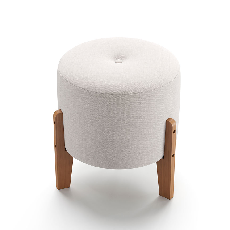 Puff Madagascar Linho Cru 40 cm