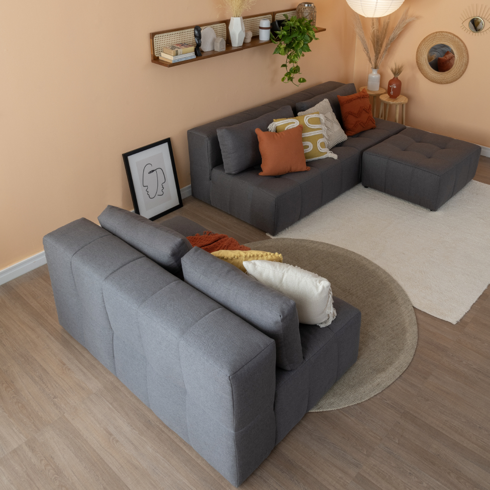 Puff Modular Soho Linho Grafite