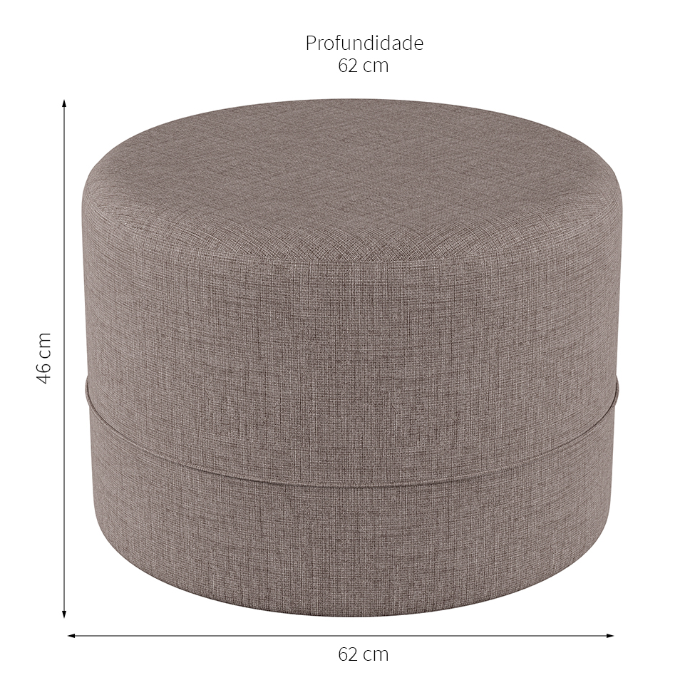 Puff Oxford Cinza 62 cm