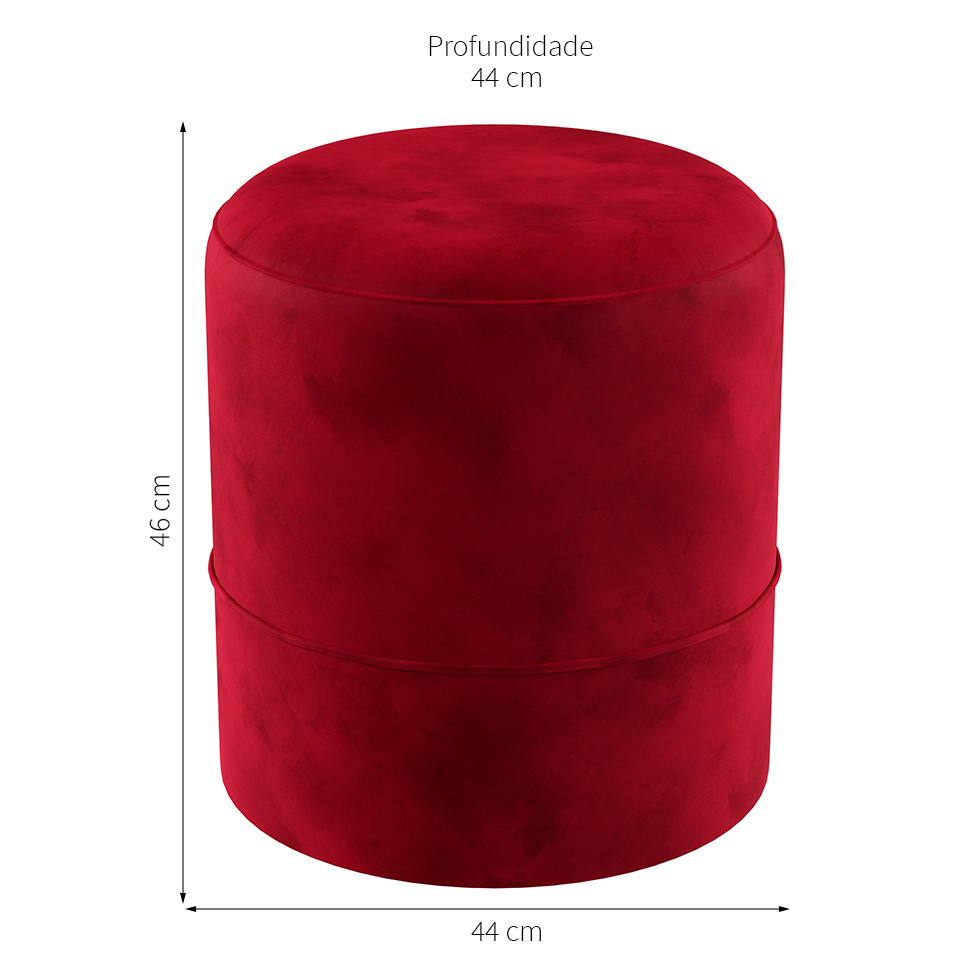 Puff Oxford Vermelho 44 cm