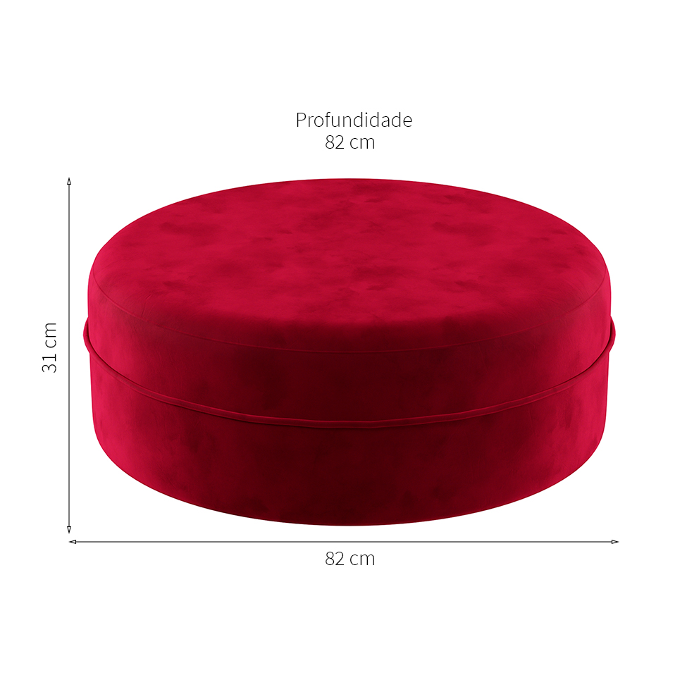 Puff Oxford Vermelho 82 cm