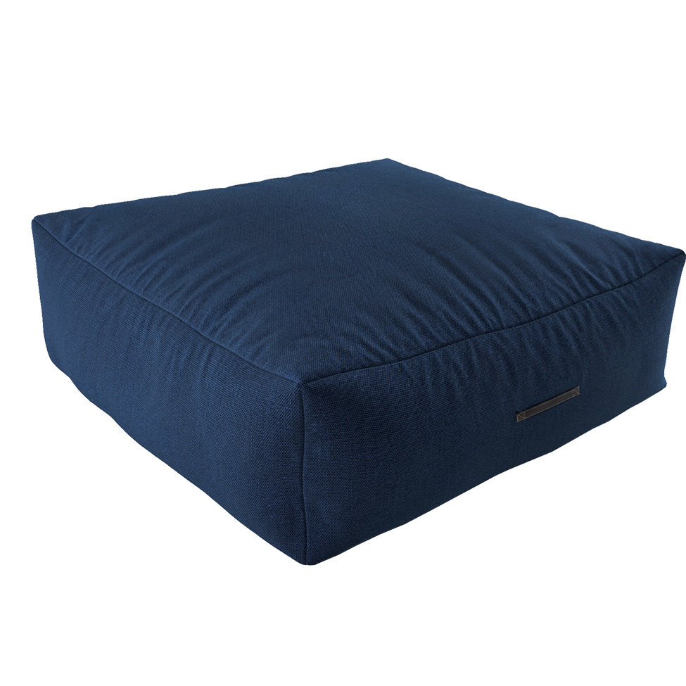 Puff Quadrado Gigante Linho Azul Marinho