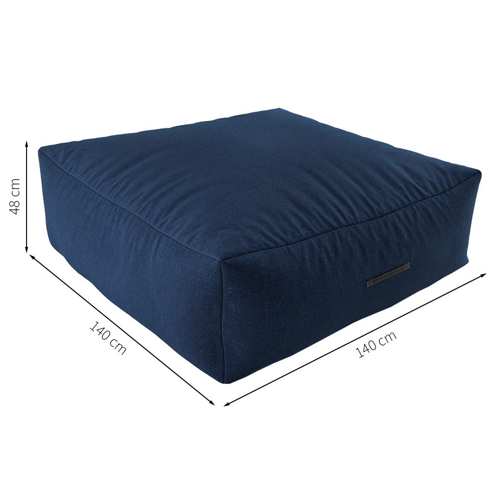 Puff Quadrado Gigante Linho Azul Marinho