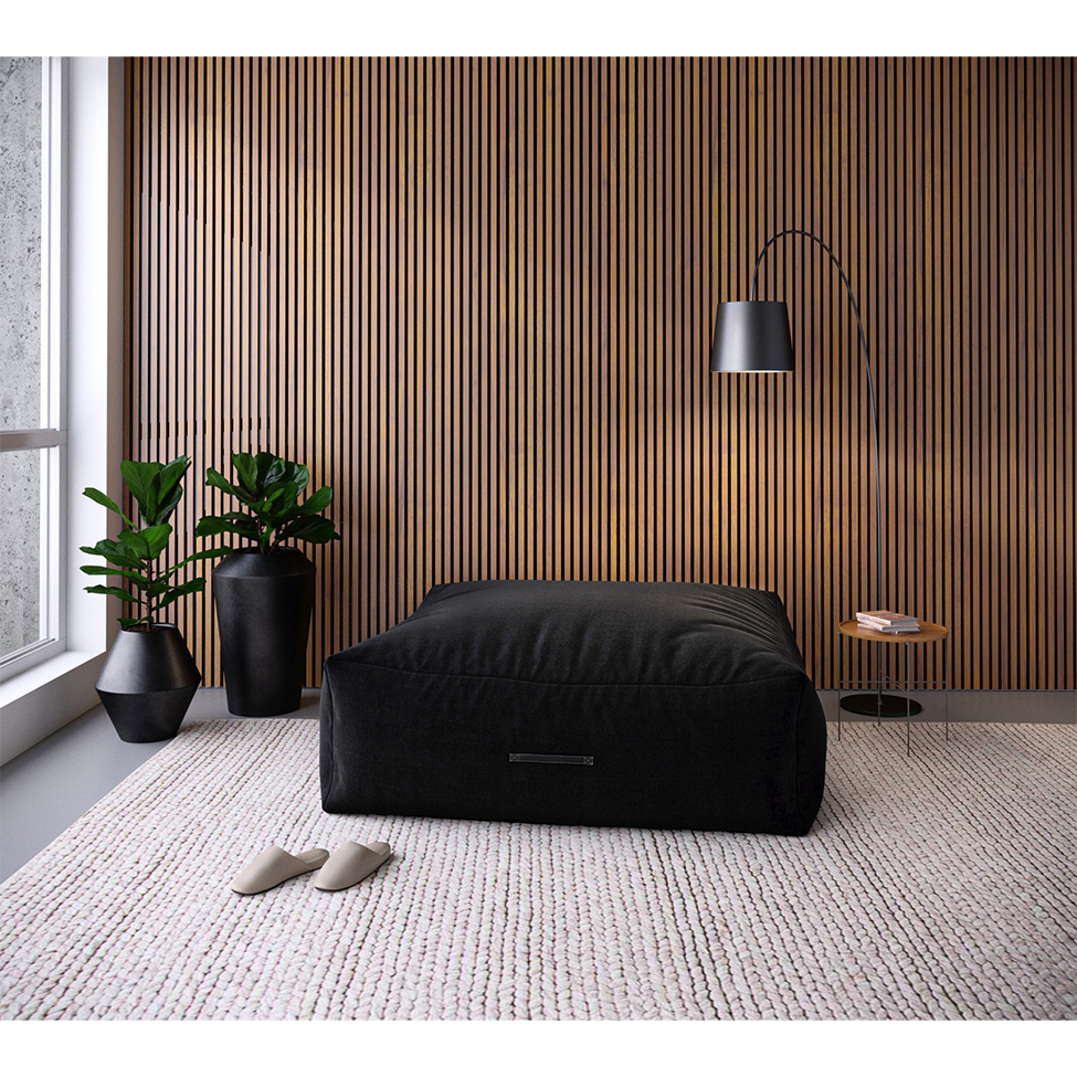 Puff Quadrado Gigante Suede Preto