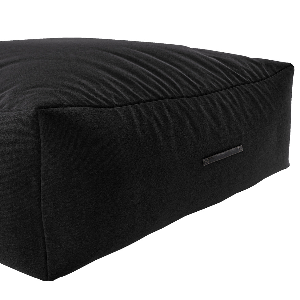 Puff Quadrado Gigante Suede Preto