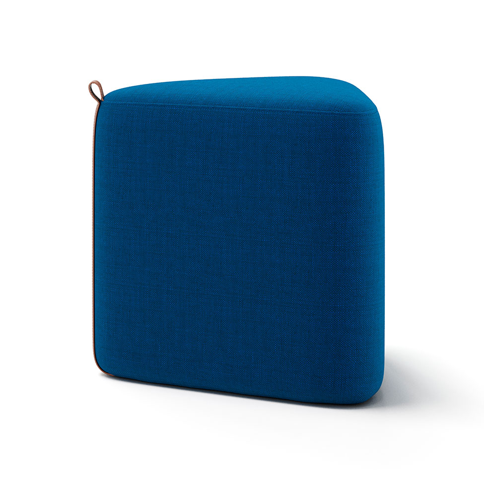 Puff Tortilha Linho Azul Marinho e Avelã 45 cm