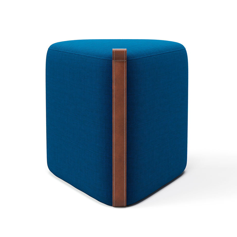 Puff Tortilha Linho Azul Marinho e Avelã 45 cm