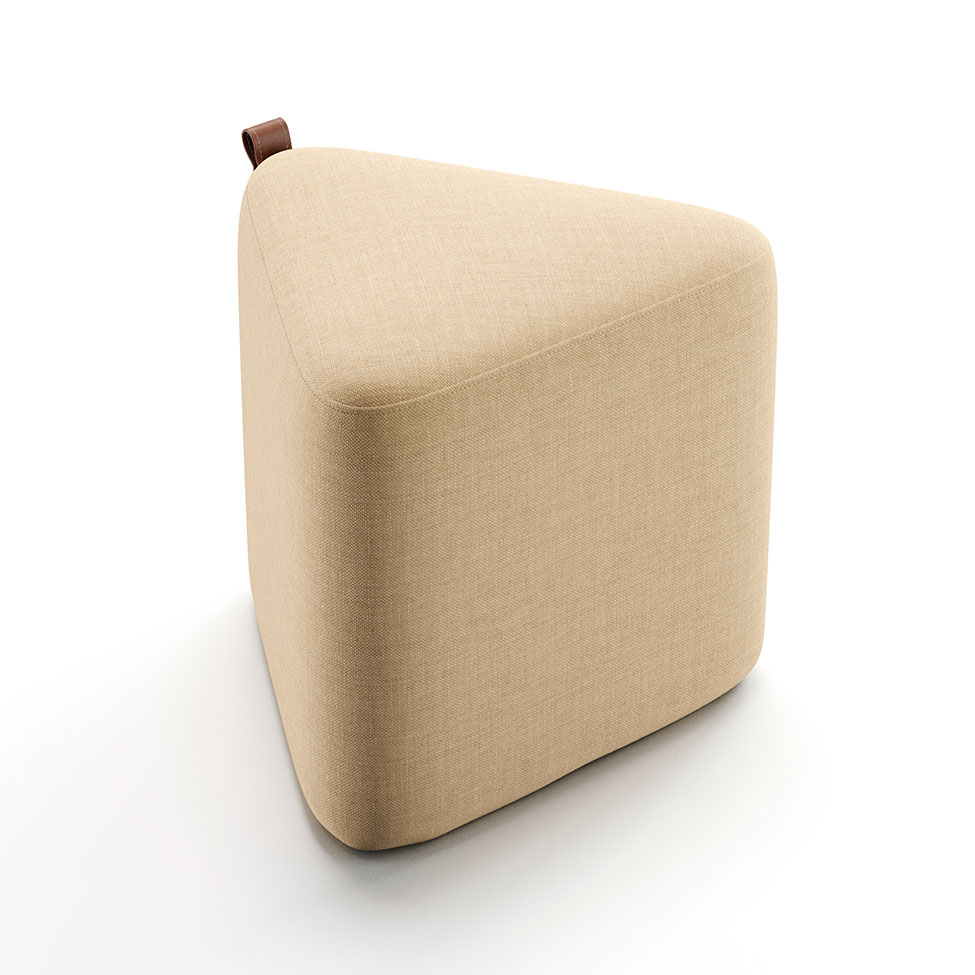 Puff Tortilha Linho Bege e Avelã 45 cm