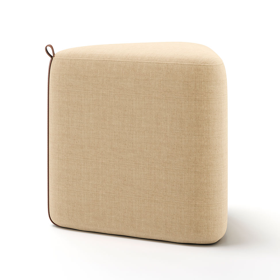 Puff Tortilha Linho Bege e Avelã 45 cm