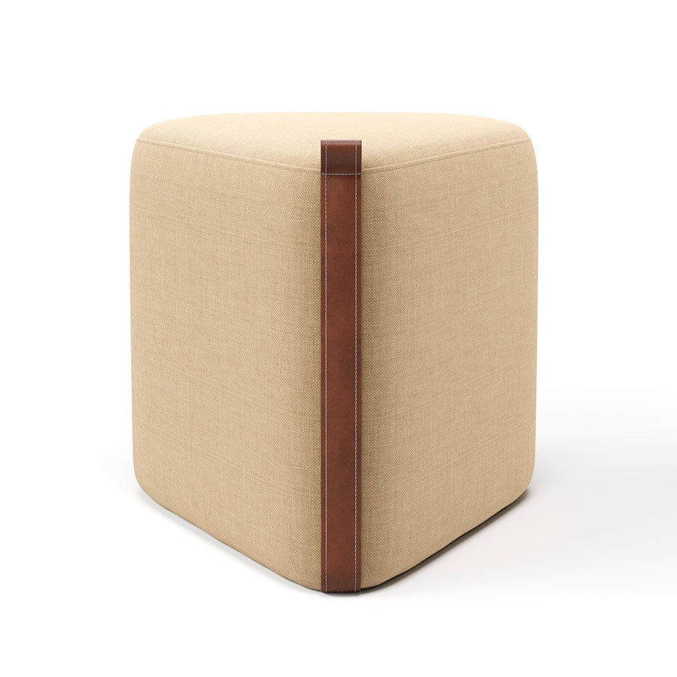 Puff Tortilha Linho Bege e Avelã 45 cm