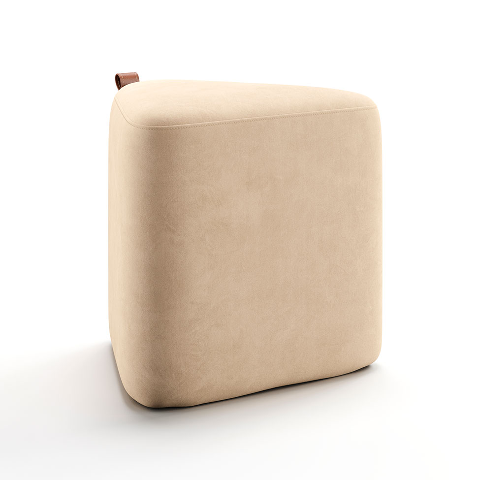 Puff Tortilha Suede Bege e Avelã 45 cm