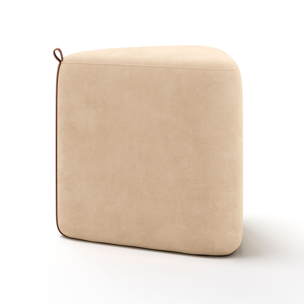 Puff Tortilha Suede Bege e Avelã 45 cm