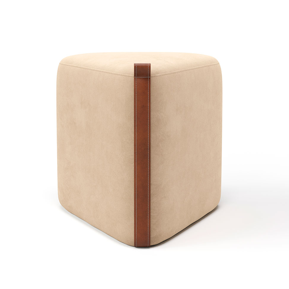 Puff Tortilha Suede Bege e Avelã 45 cm