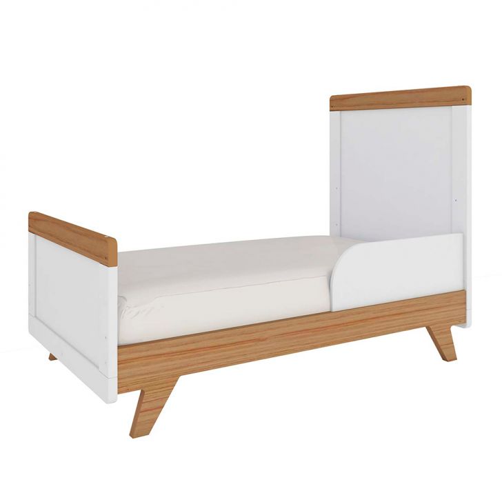 Quarto Infantil com Colchão D20 (12x148x68) Retrô 4 PT 3 GV Branco e Carvalho