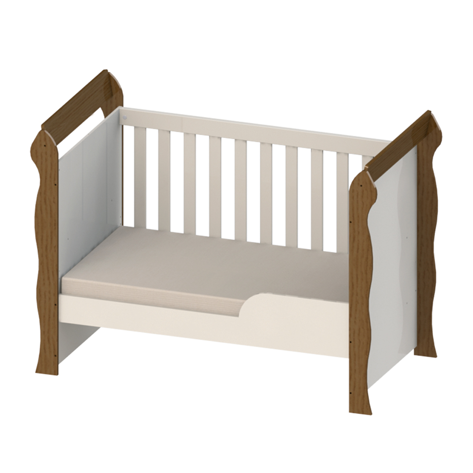 Quarto de Bebê Ariel II Berço Guarda-Roupa Cômoda Branco Colchão Baby D18 (10x70x130) Branco e Marrom Infantil