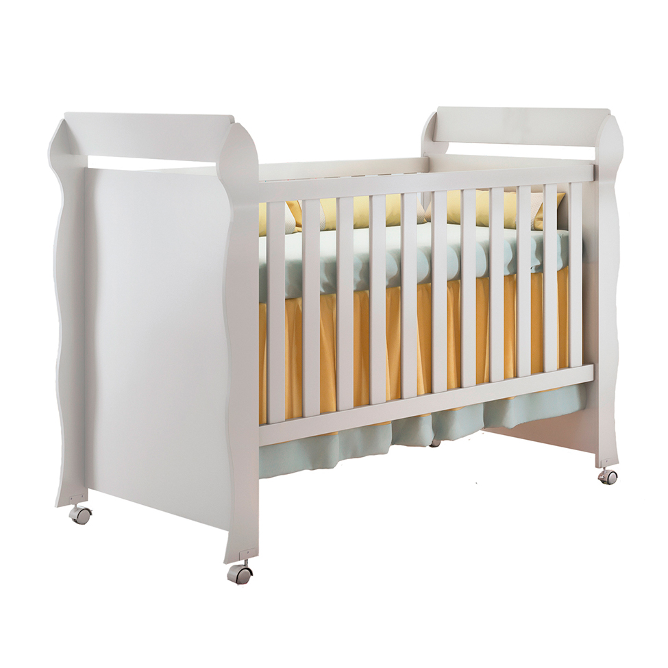 Quarto de Bebê Ariel II Berço Guarda-Roupa Cômoda Colchão Baby D18 (10x70x130) Branco Infantil
