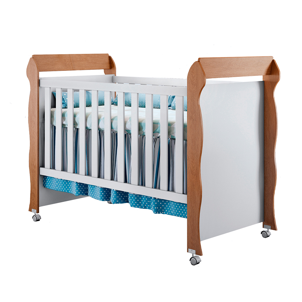Quarto de Bebê Ariel IV Berço Guarda-Roupa Cômoda Colchão Baby D18 (10x70x130) Branco e Marrom Infantil