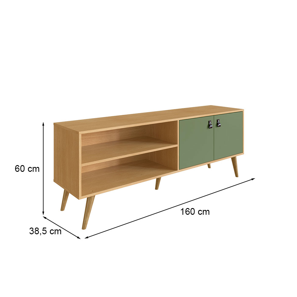Rack Amber 2 PT Savana e Alecrim 160 cm