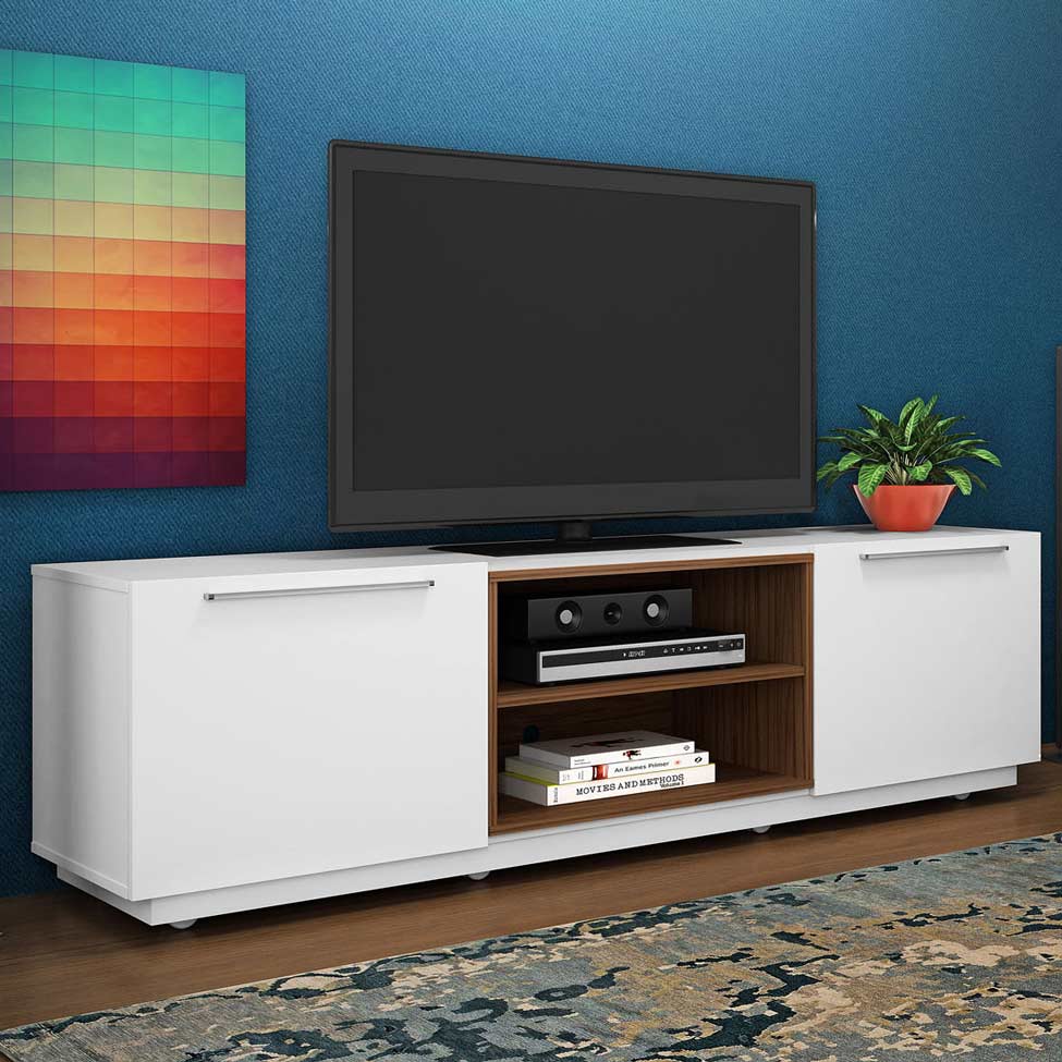 Rack Bayron Branco e Amendoa 180 cm