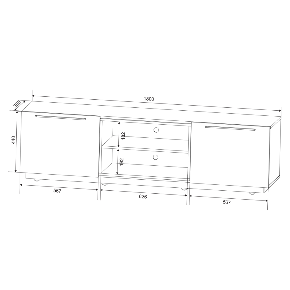 Rack Bayron Branco e Amendoa 180 cm