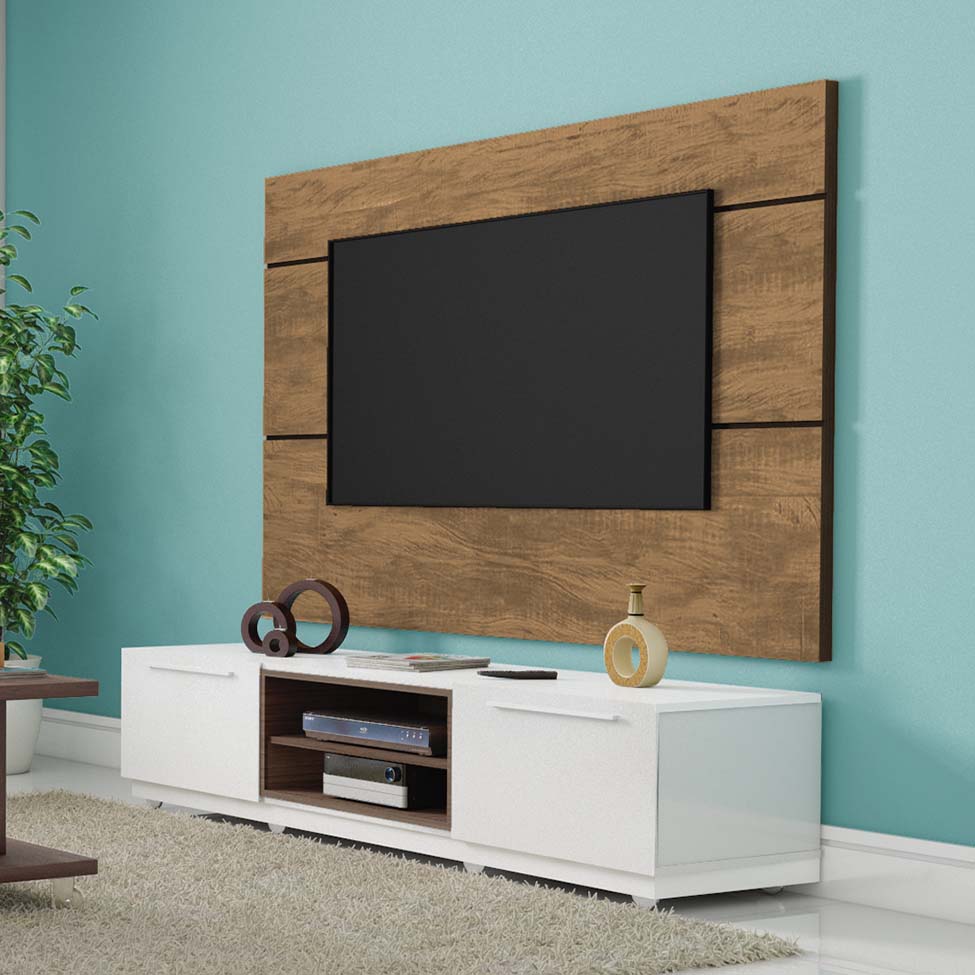 Rack Bayron Branco e Amendoa 180 cm