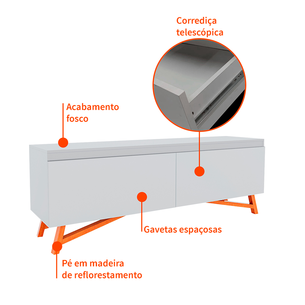 Rack Júlia I 2 GV Branco 160 cm