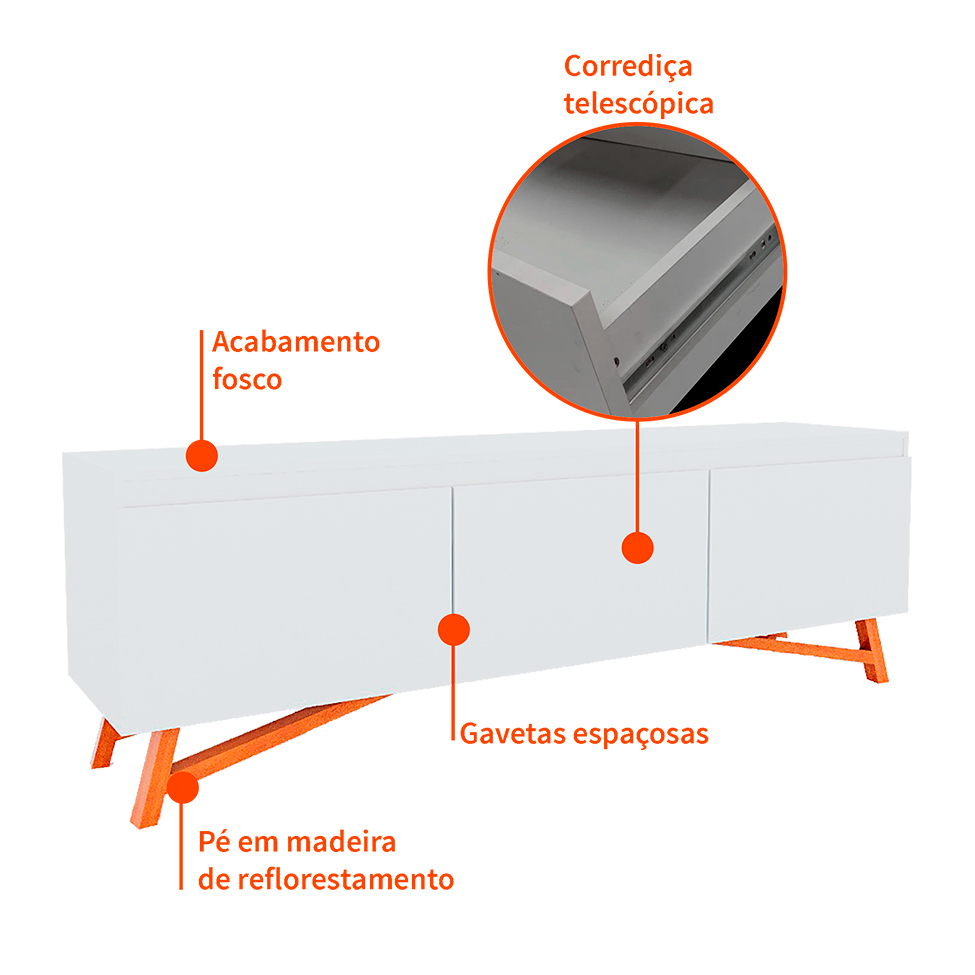 Rack Júlia I 3 GV Branco 180 cm