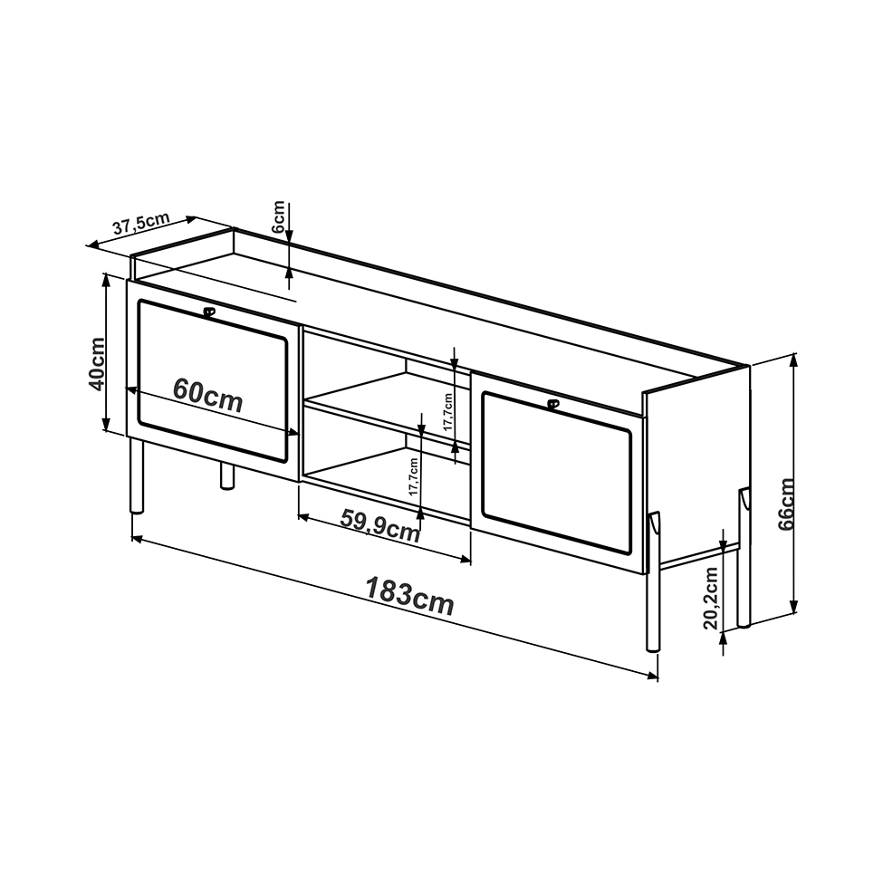 Rack Oslo 2 PT Hanover 183 cm
