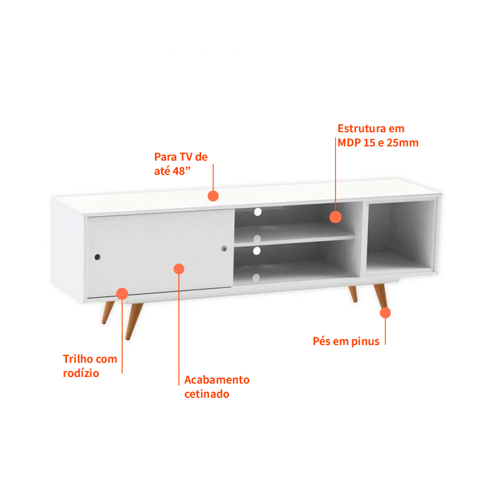 Rack Retrô Goslar Branco 162 cm