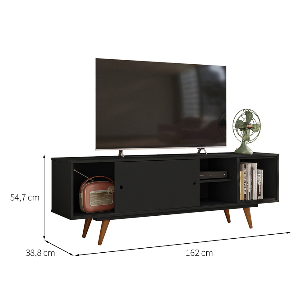 Rack Retrô Goslar Fosco Preto 162 cm