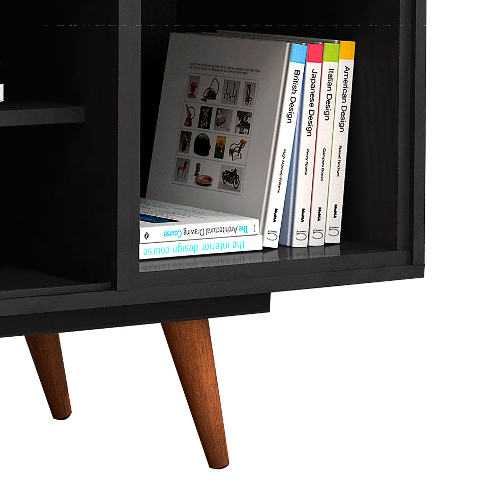 Rack Retrô Goslar Fosco Preto 162 cm