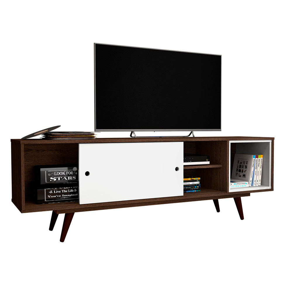 Rack Retrô Goslar Rustik Carvalho e Branco 162 cm