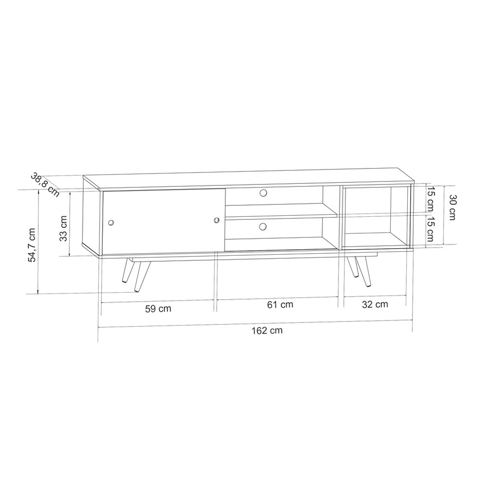 Rack Retrô Goslar Rustik Carvalho e Branco 162 cm