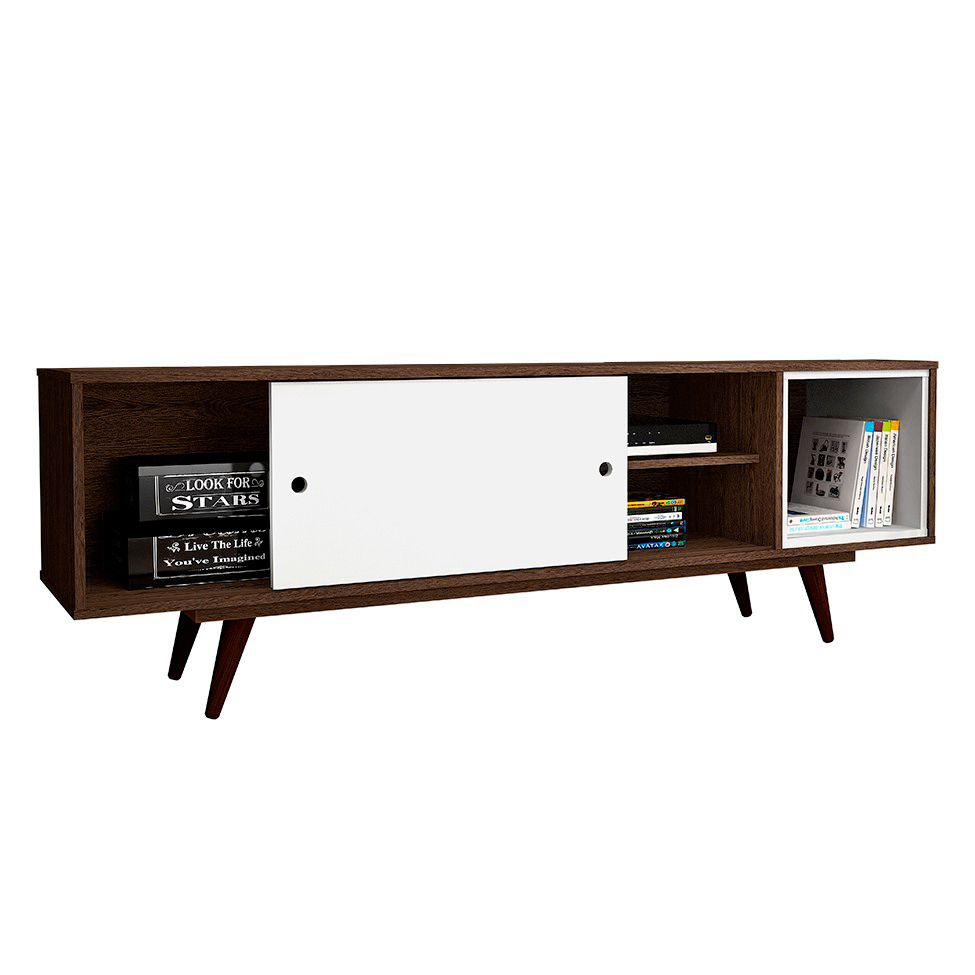 Rack Retrô Goslar Rustik Carvalho e Branco 162 cm