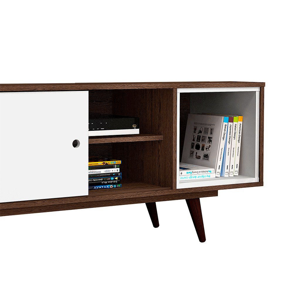 Rack Retrô Goslar Rustik Carvalho e Branco 162 cm