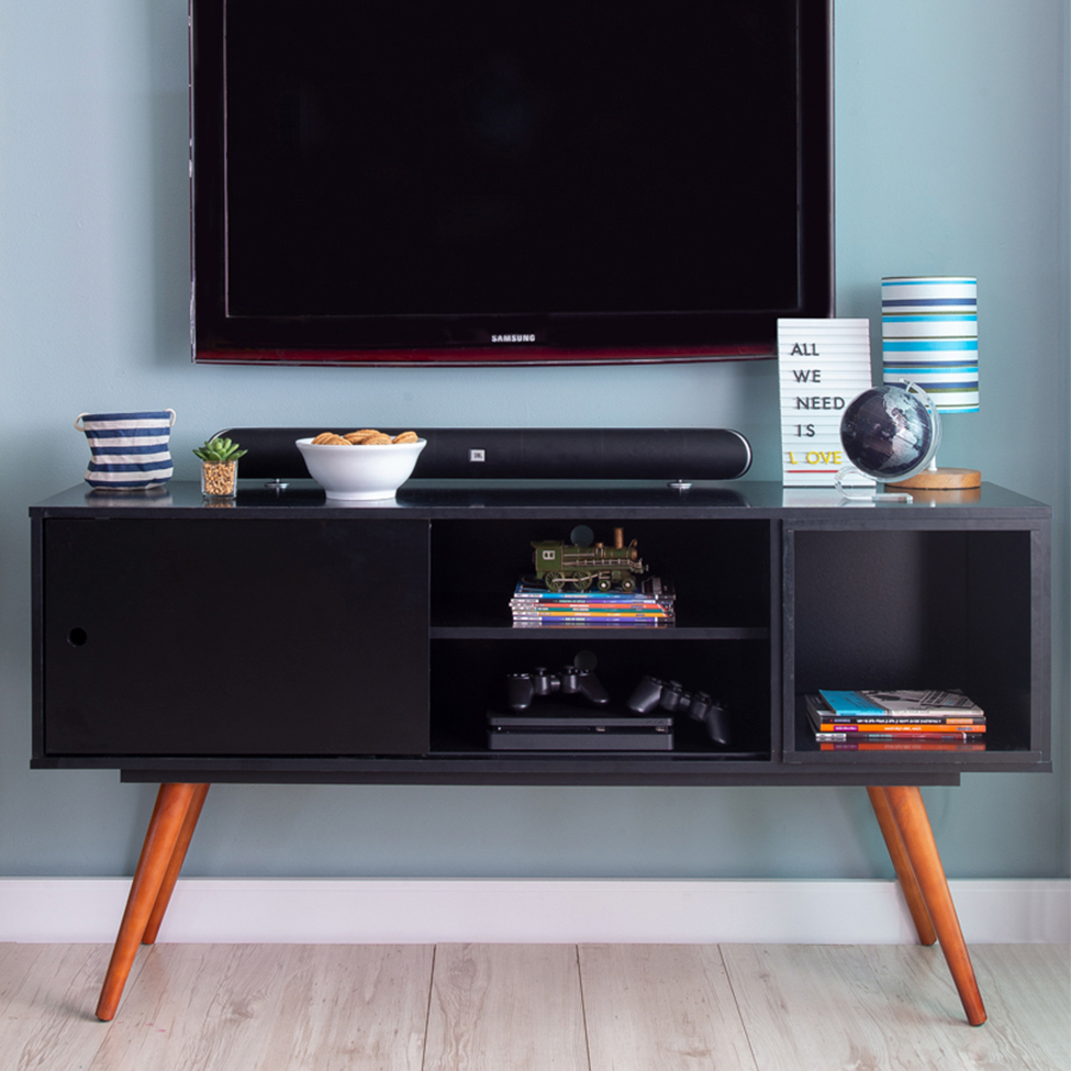 Rack Retrô Monschau Preto 140 cm