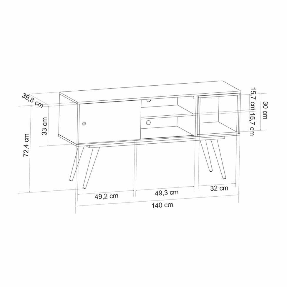 Rack Retrô Monschau Preto 140 cm